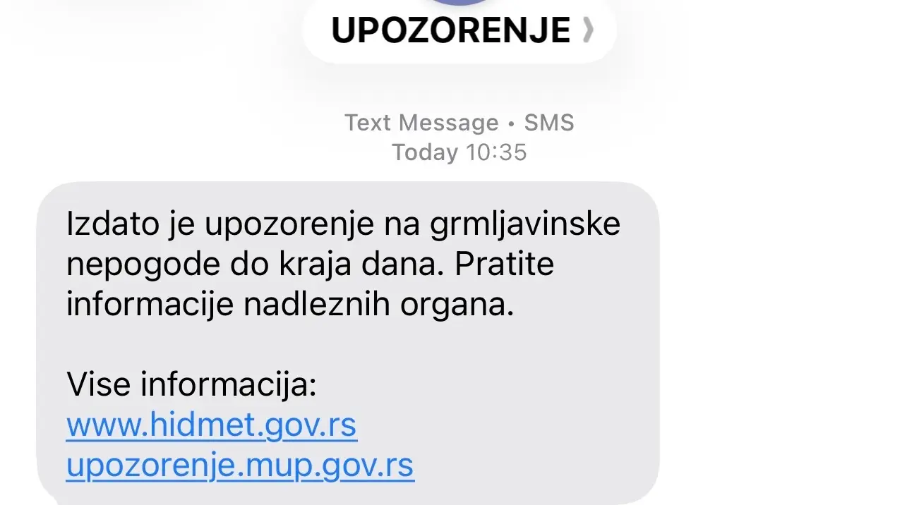 Hitno upozorenje građanima Srbije: Stigao SMS MUP-a zbog grmljavinskih nepogoda, oprez do kraja dana