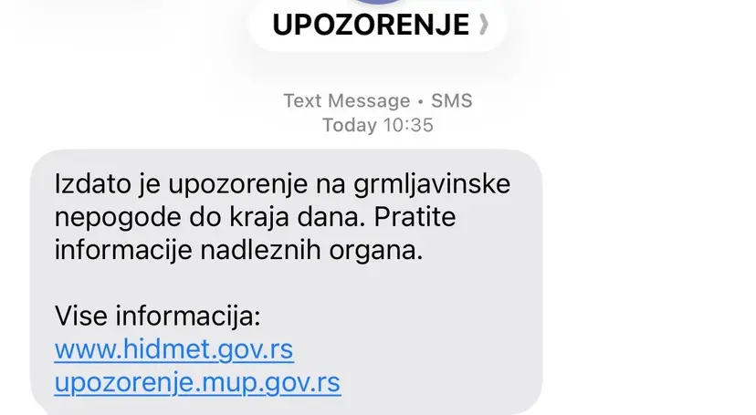 Hitno upozorenje građanima Srbije: Stigao SMS MUP-a zbog grmljavinskih nepogoda, oprez do kraja dana
