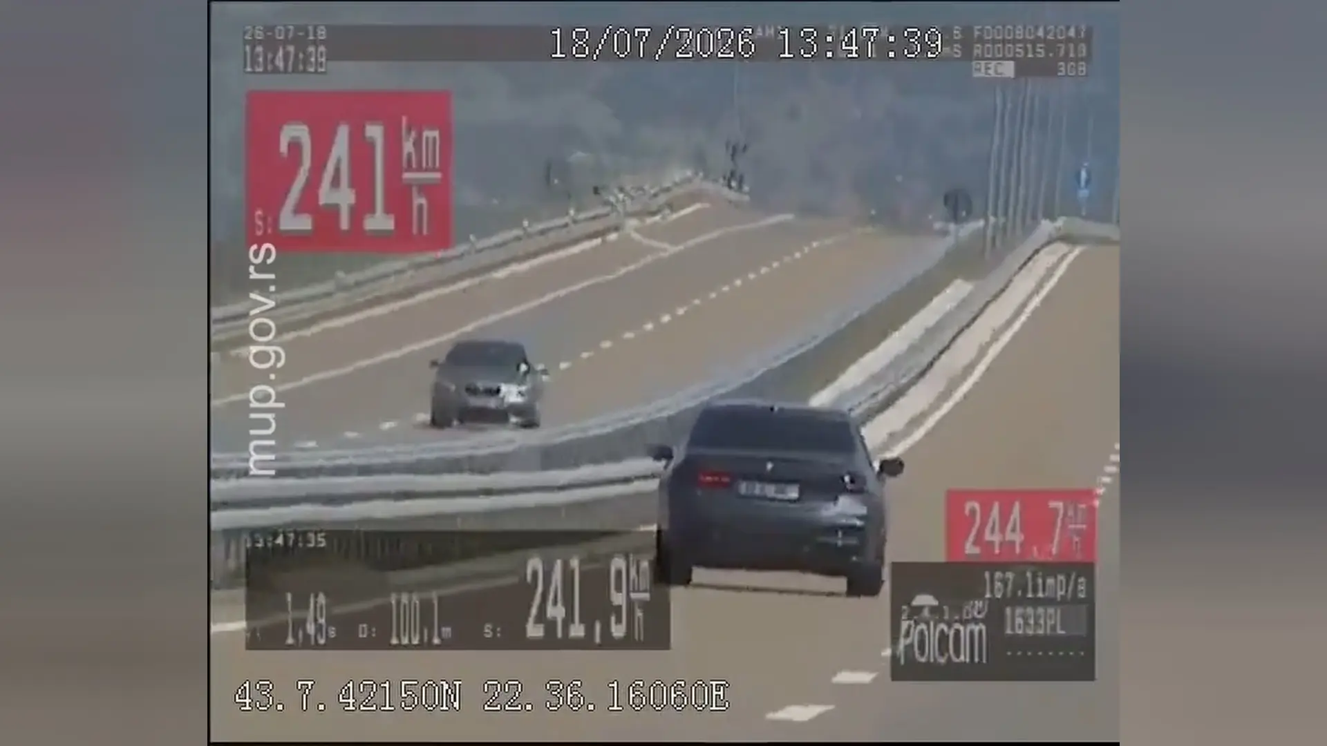 Presretač kod Pirota zaustavio vozača koji je vozio 241 kilometar na čas