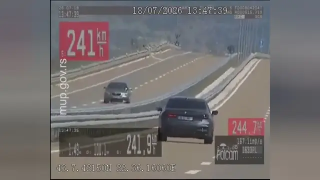 Pirot – presretač zaustavio vozača koji se kretao 241 kilometar na čas – Foto: Printscreen/MUP Srbije